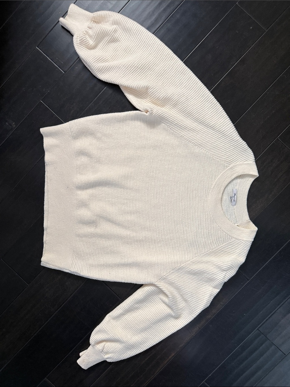 Madewell Cream Ribbed Crewneck Sweater